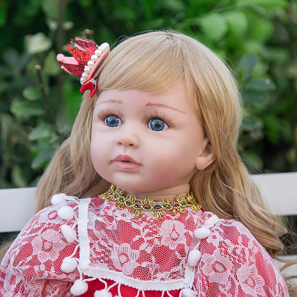 

Blond girl reborn toddler baby doll 24" 60cm lifelike silicone vinyl reborn baby dolls high quality princess doll gift