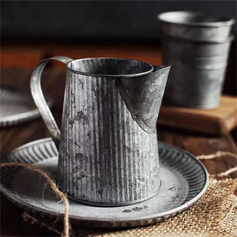 

TTLIFE Photography Props Retro Drinkware Vintage Wrought Iron Vase Old Handle Cup Food Fruit Coffee Cup Home Kitchen