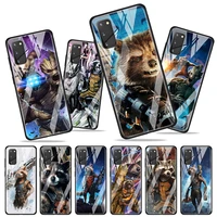 rocket raccoon marvel for samsung galaxy s20 fe ultra note 20 s10 lite s9 s8 plus luxury tempered glass phone case cover