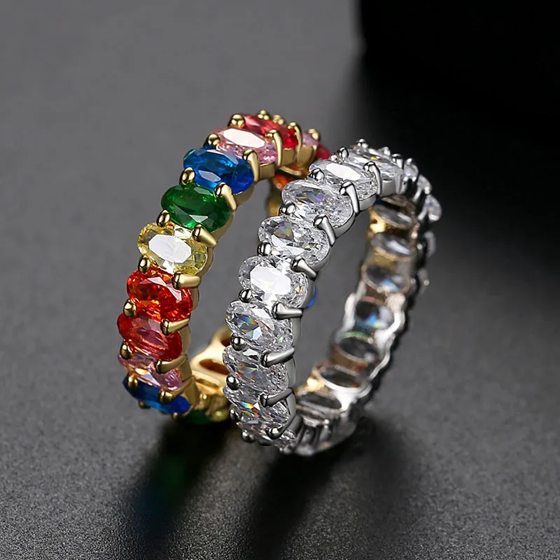

Funmode Fashion Rainbow Cubic Zircon Women Finger Ring boucle oreille femme Engagement Ring Wholesale FR169