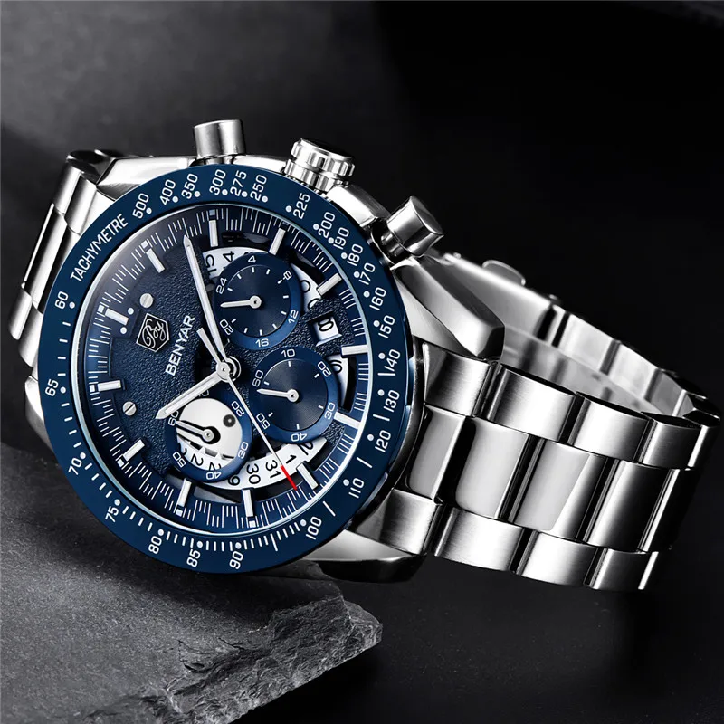 BENYAR спортивные часы Для мужчин лучший бренд класса люкс Синий кварцевые мужские