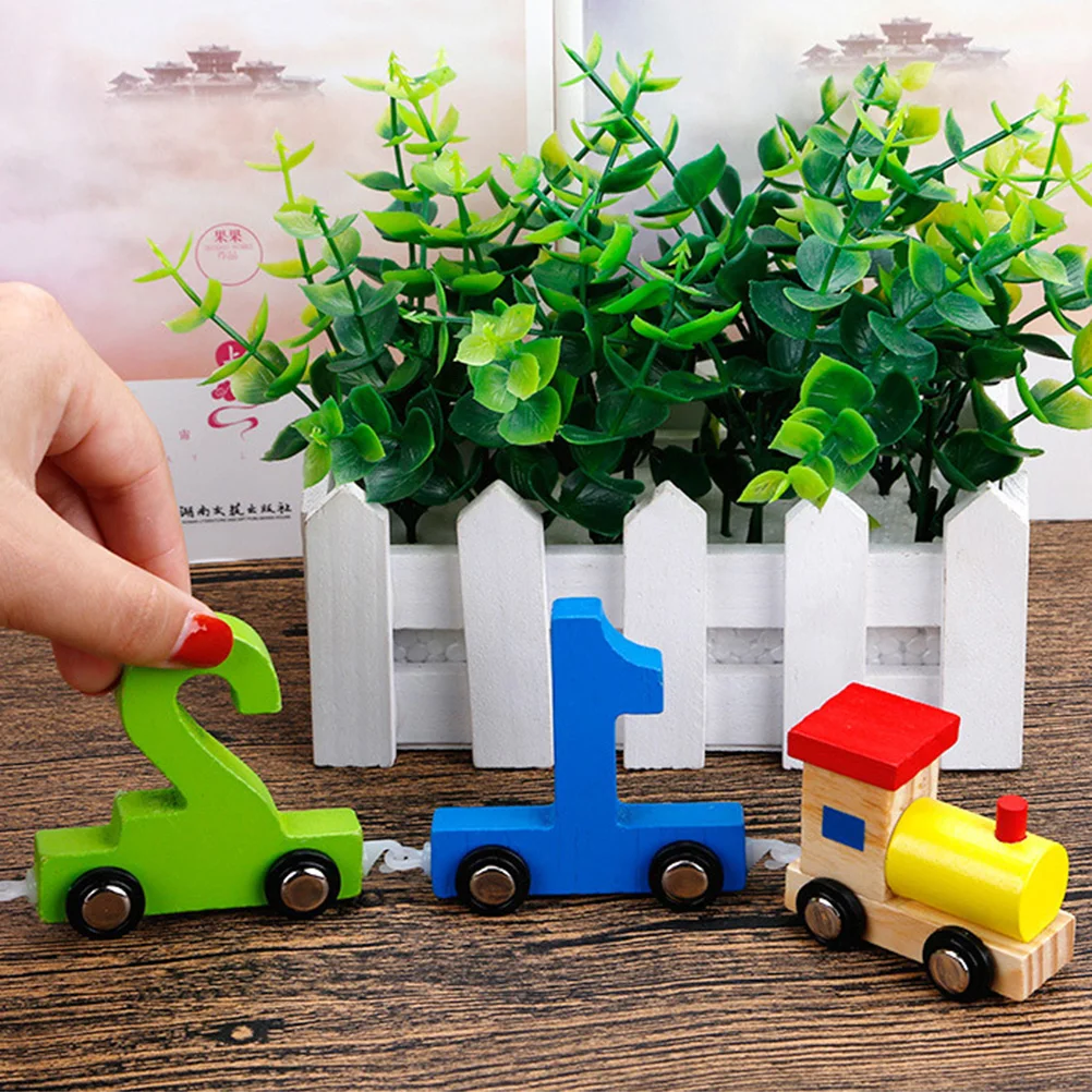 1 Набор мини деревянный поезд игрушка с цифрами 0-9 цифровые деревянные фигурки