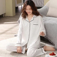 2022 new pure cotton women pajamas sets 2 pcs pyjamas suit female sleepwear 100 cotton pijamas solid home clothes for ladies