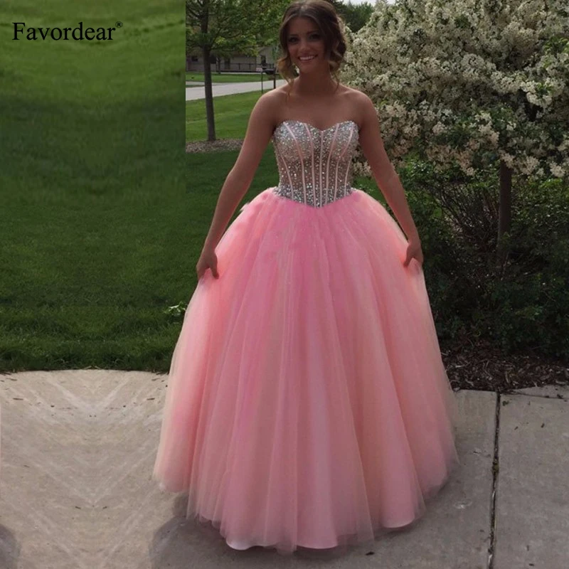 

Бальное платье фасона для женщин 15 лет, лиф сердечком с блестками Quinceanera, вечернее платье