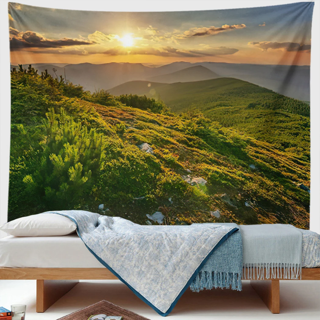 

Cliff Eagle Mountain Purple Sky Tapestry Natural Landscape Tree Modern Art Wall Hanging Boho Home Decor Picnic Mat Carpet Gifts