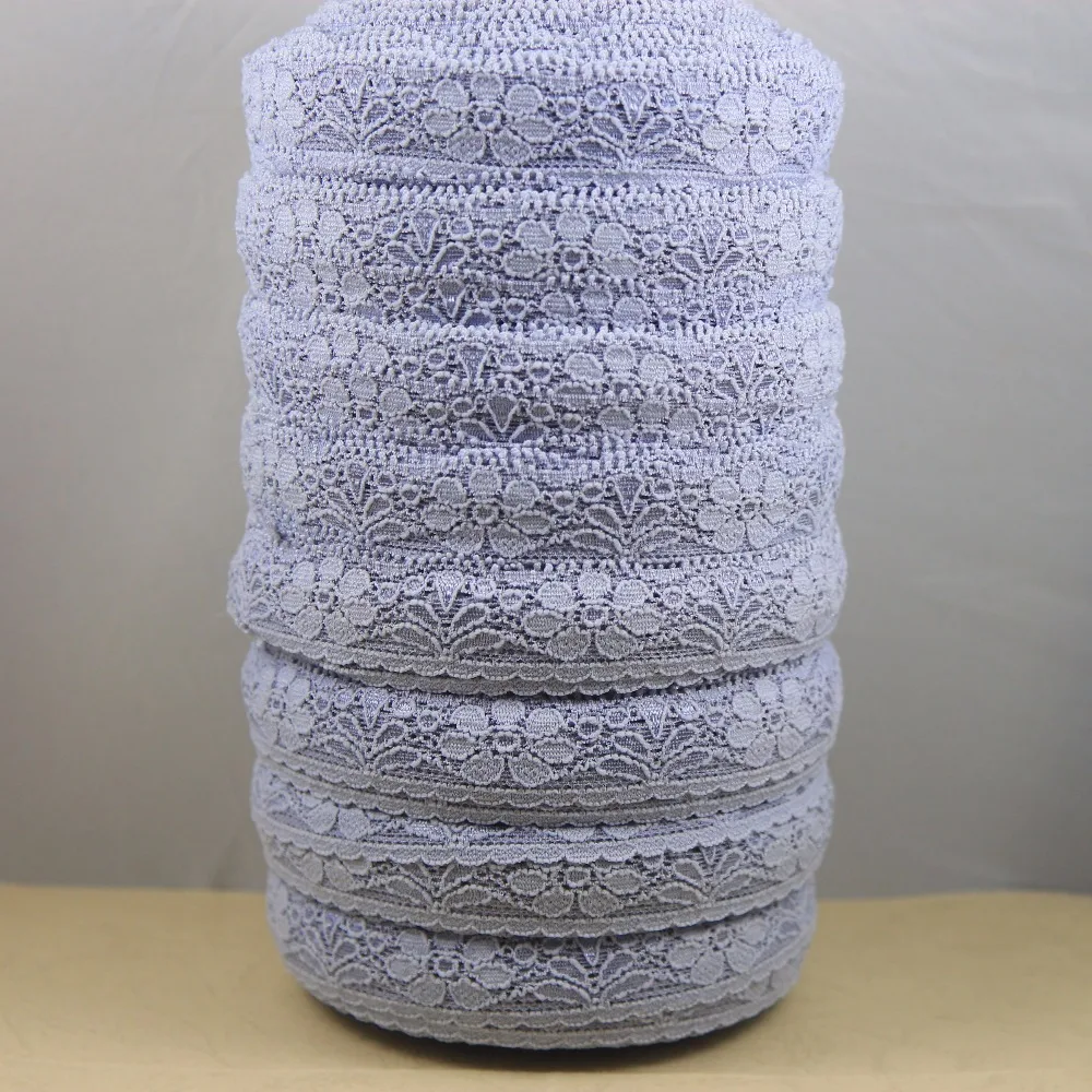 

A Roll 140 Yard 22mm Width Blue Gray Elastic Stretch Lace Trim Sewing Elastic Lace DB21