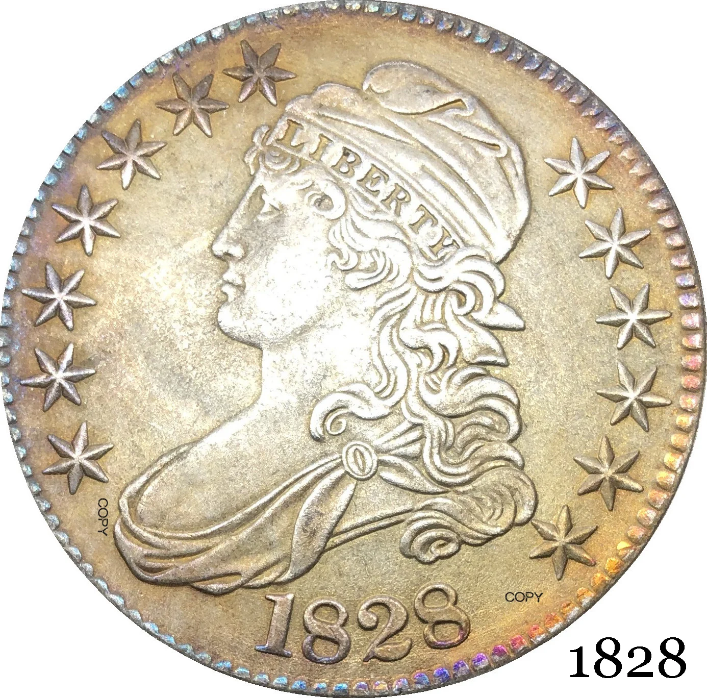 

United States Of America Liberty Eagle 1828 50 Cents ½ Dollar Capped Bust Half Dollar Cupronickel Silver Plated Copy Coin
