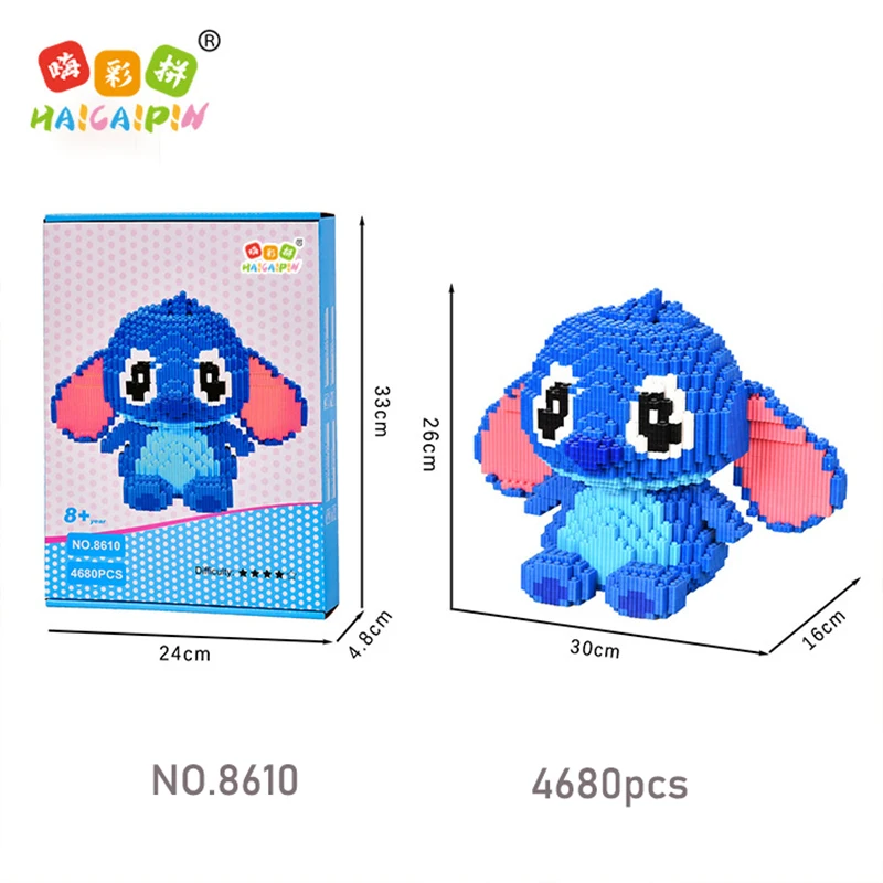 

Cartoon Animation Blue Bunny 3D Model Building Block Big Ear Animal DIY Diamond Particle Building Block Decompression Toy Gift