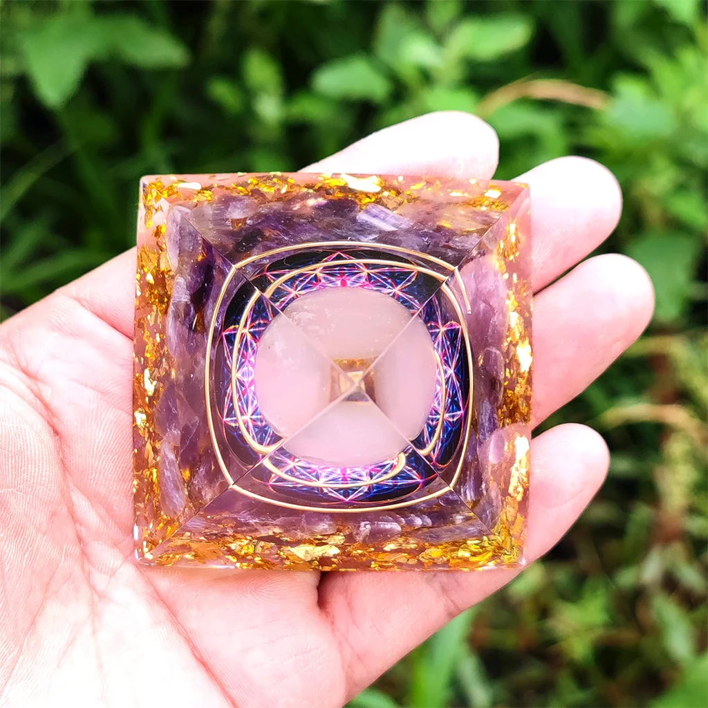

Collectible Orgone Pyramid Balancing Positive Energy Gemstone Home Decor