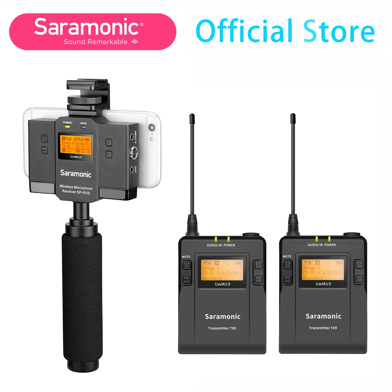 

Saramonic UWMIC9 kit12/kit13 UHF Lavalier Wireless Microphone System for Video Broadcast Interview for DSLR Camera iOS Android