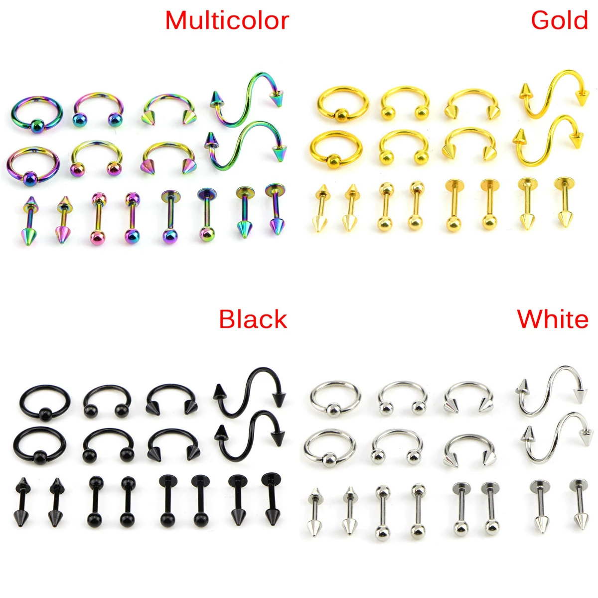 16 шт./компл. Женские Ювелирные изделия для пирсинга бровей хирургическая сталь