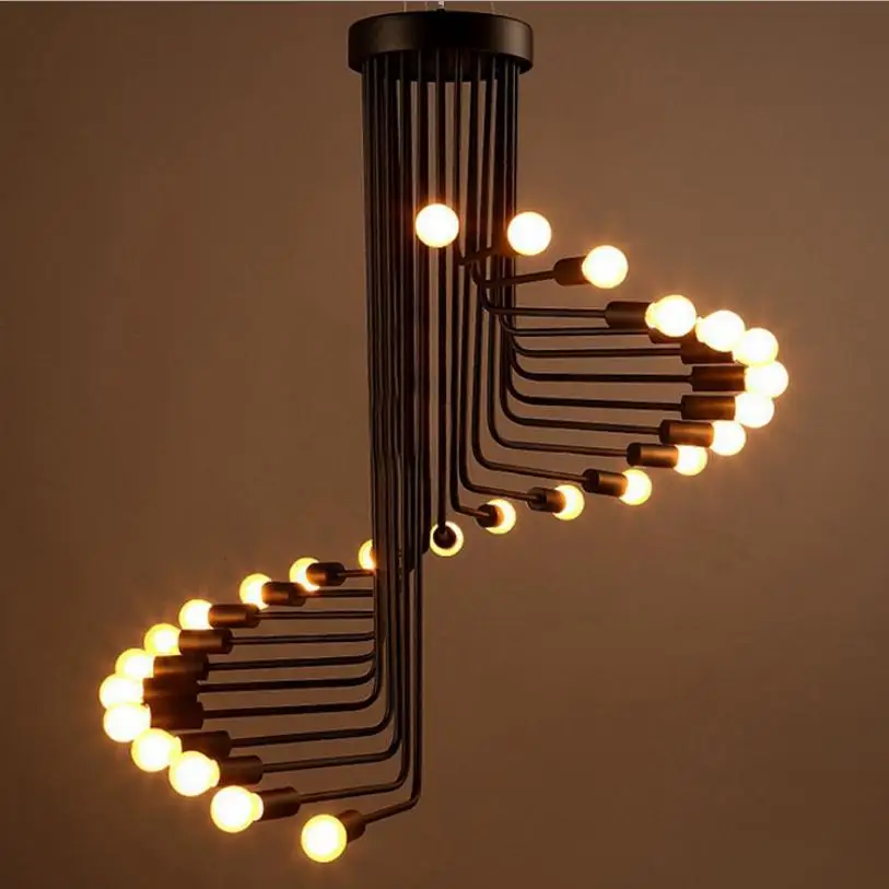 売却 アメリカのレトロなloft産業スタイルクリエイティブシャンデリアスパイラル鉄シャンデリアためカフェレストランバーテーブル