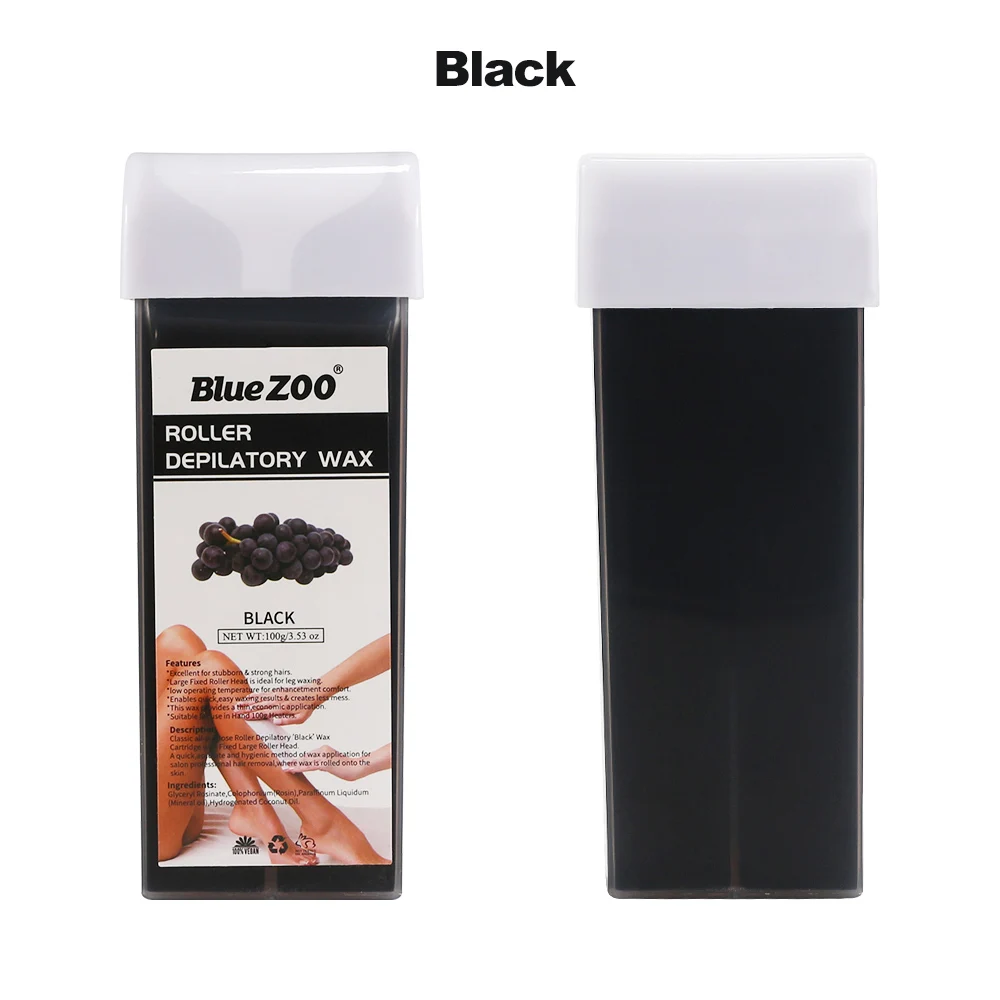 Black Blue ZOO, 100 г, роликовый эпиляционный воск, эпилятор для рук, ног, подмышек, тела, воск для удаления волос, несколько ароматов, инструменты для удаления волос - Цвет: Black