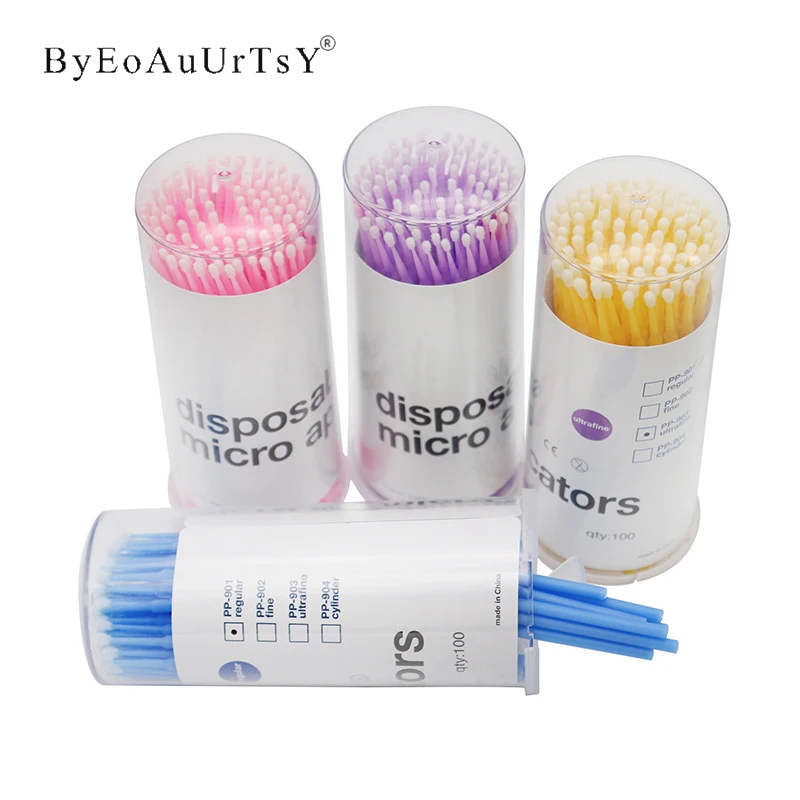 100 шт./лот Микро Кисти одноразовые аппликаторы для наращивания - Цена: 3.66