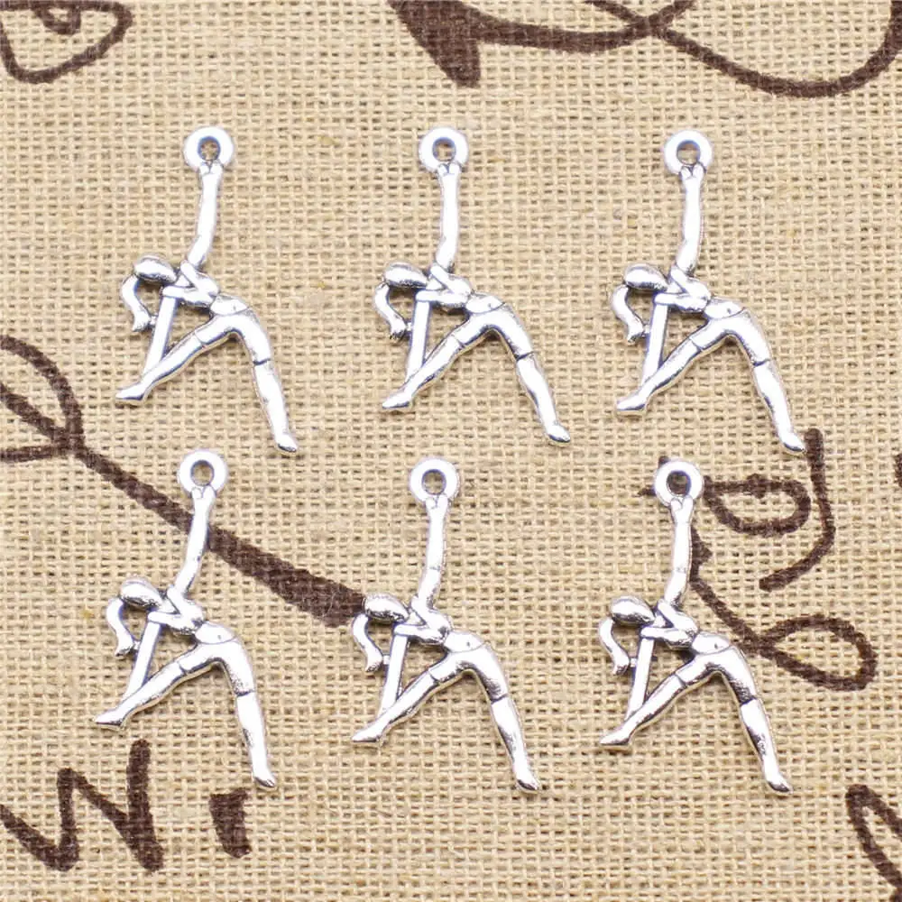 

Necklac For Woman 14x26mm Gymnast Charms Antique Silver Color 20pcs