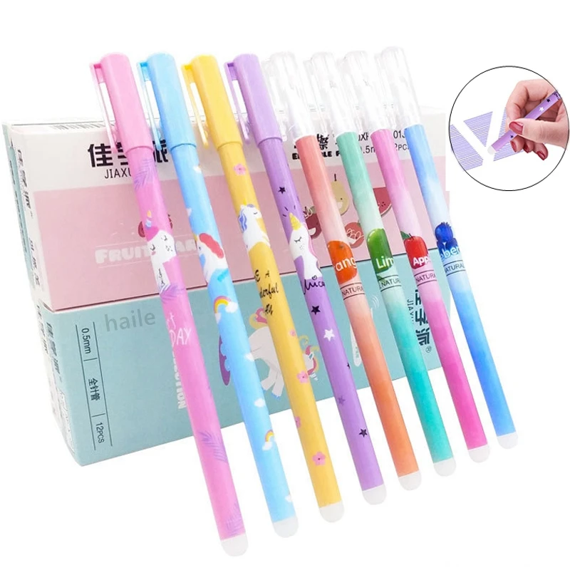 

Haile 2Pcs/Set Cute Constellation Unicorn Erasable Pen Washed handle Magical Gel Pens 0.5mm Ink Refills School Office Stationery