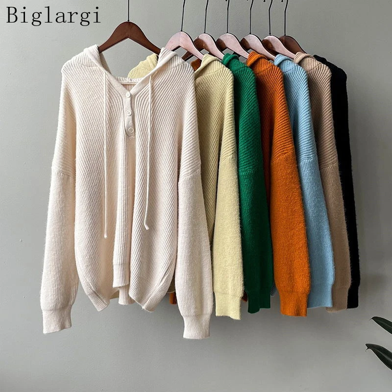 

Пуловер женский трикотажный с капюшоном, на осень/зиму, 2021