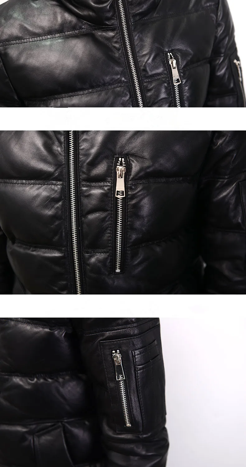 Женский пуховик из натуральной кожи с капюшоном зимняя куртка 2020 года Женская 100%