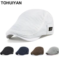2021 new summer mens hats breathable mesh newsboy caps outdoor gorro hombre boina golf hat fashion solid flat cap for women