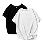 Женская футболка, однотонная, черная, белая, летняя, большого размера, футболки с коротким рукавом