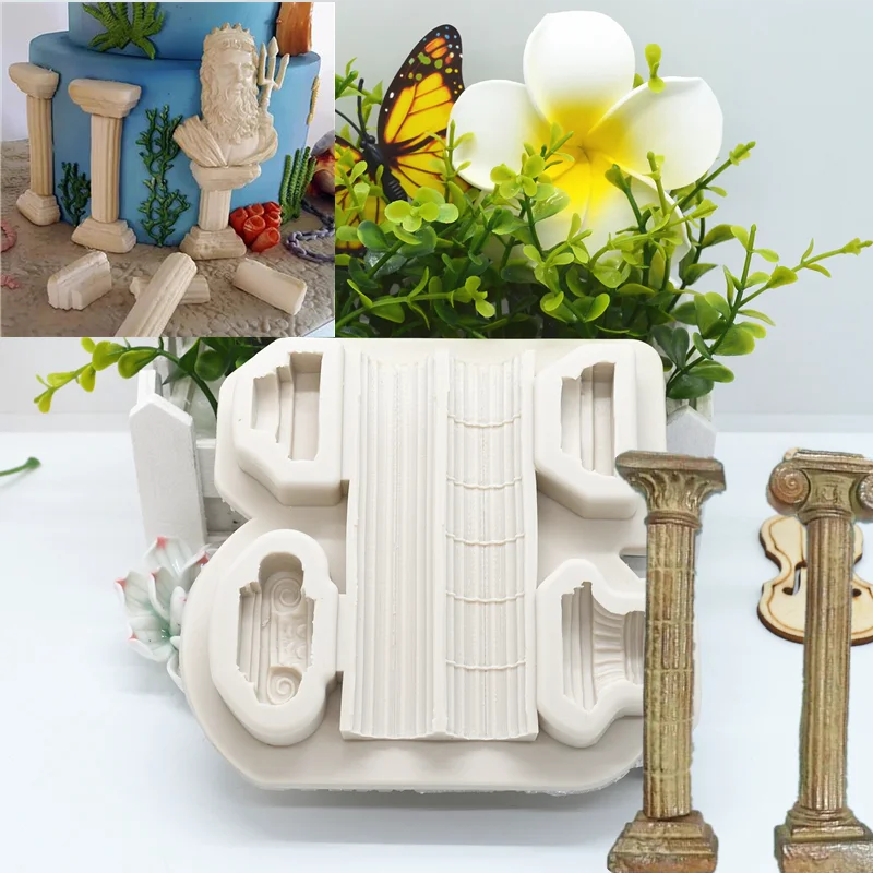 

Retro Roman Pillars Silicone Mold Resin Kitchen Baking Tools DIY Cake Chocolate Pastry Fondant Moulds Dessert Lace Decoration