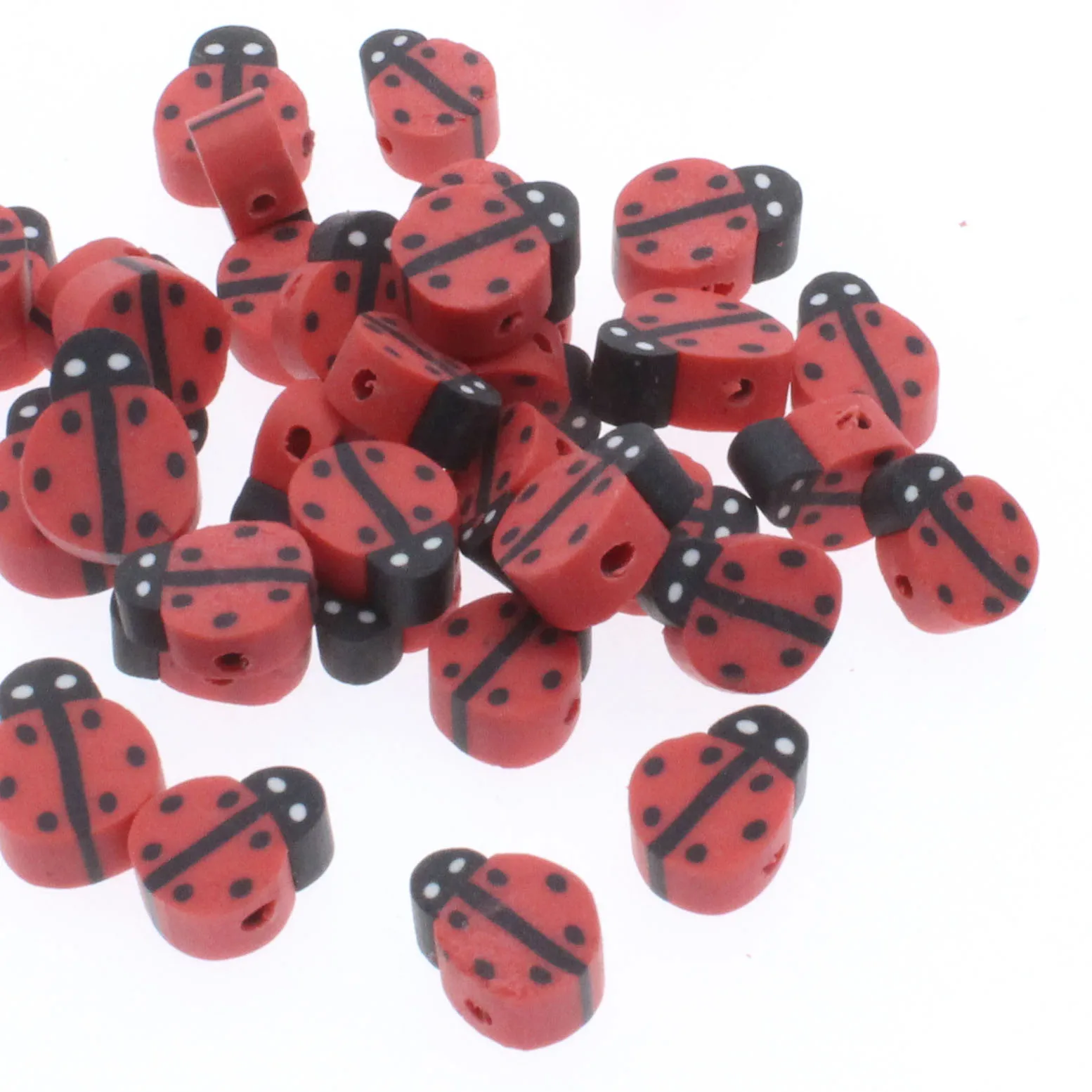 

CHONGAI 50Pcs Ladybug Polymer Clay Spacer Beads For Jewelry Making DIY Bracelet Necklace Accessories