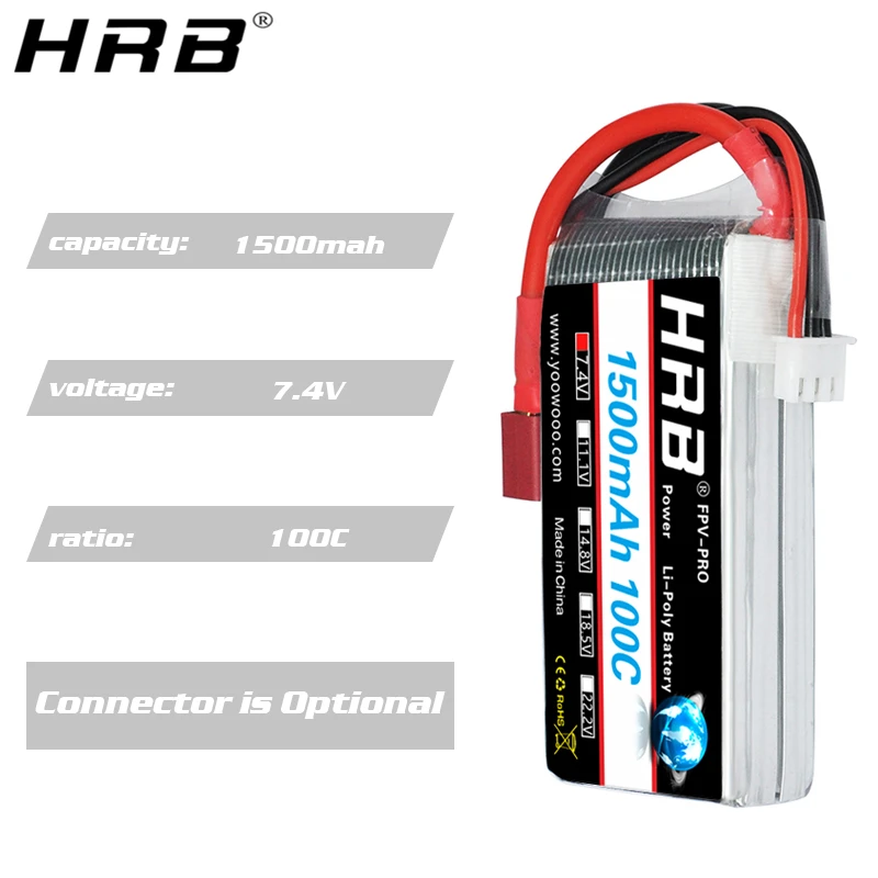 аккумулятор hrb 2s lipo 1500 мач 74 в xt60 t deans ec2 ec3 ec5 xt90 ж