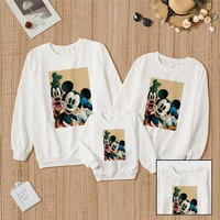 hot selling disney family look white sweatshirt mickey and donald duck goofy printing tops fashion clothes parent child hoodies