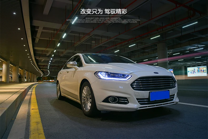 Автомобильный Стильный чехол на голову для Ford Mondeo для Fusion 2013, светодиодный налобный фонарь, DRL, двойной луч, объектив, биксенон, HID