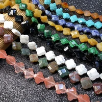 14pcs natural stone beads semi precious flower shaped section loose beads for diy necklace bracelet handiwork jewelry accessory