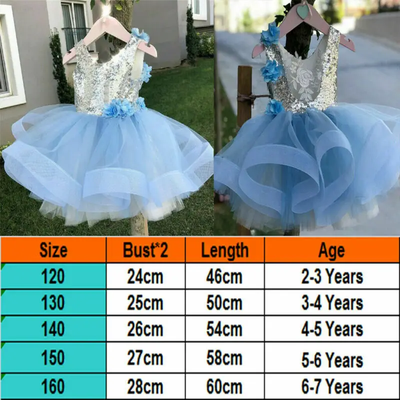Girl Kids Tutu Dress Sequins Princess Party Wedding Flower Tulle Dresses | Детская одежда и обувь