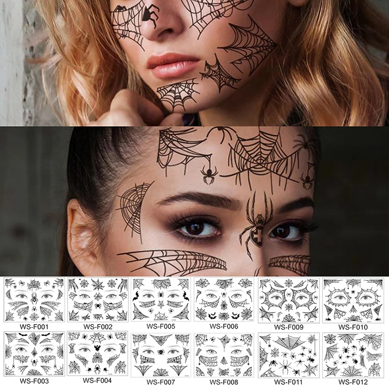 Стикер на Хэллоуин s лицо Временные татуировки стикер для мужчин шеи Мальчики и