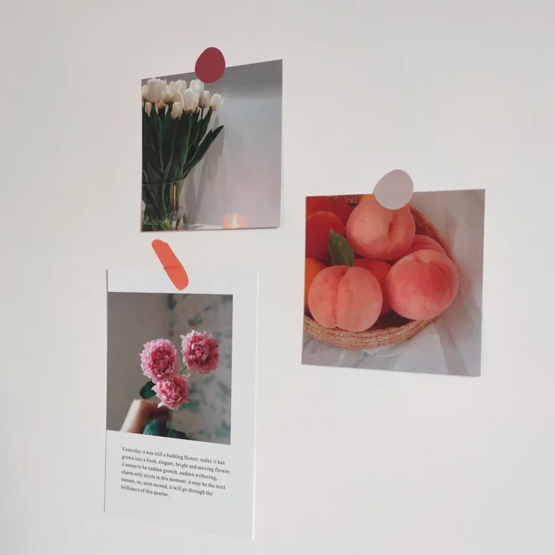 Ins Peach Tulip Decoration Large Size Card Set Art Postcard Simple Style Diy Wall Sticker Photographic Props Background Stickers |
