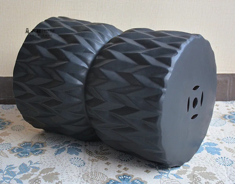 European Silver Ceramic Drum Stool Porcelain Shoe Changing Pier Zither Bedroom Footrest Round Table |