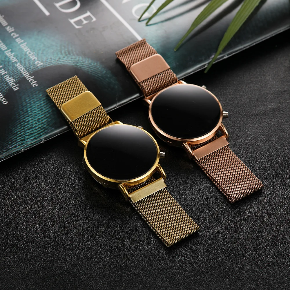 Роскошные Цифровые часы розового золота с красным светодиодным циферблатом для