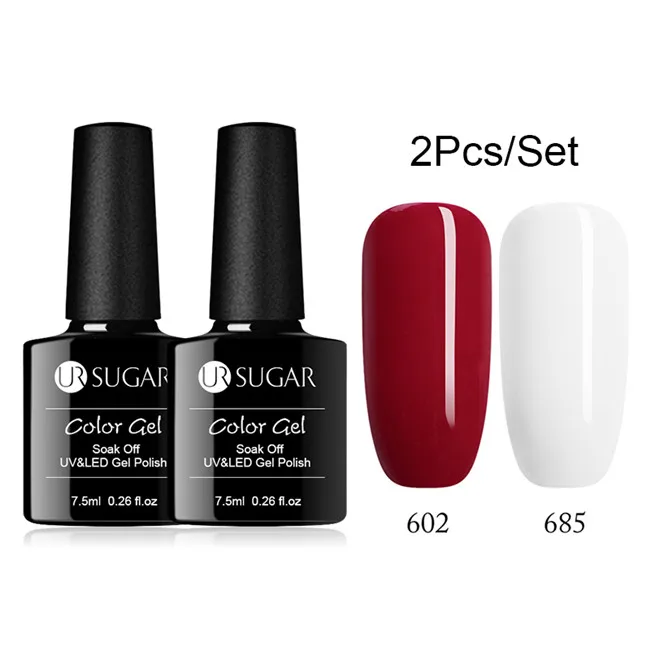 2pcs set2 Ur Sugar 2/4 шт. Розовый Блестящий Гель-лак для ногтей замочить от УФ-светодиодный длительный гель лак для ногтей Лаки маникюрный лак набор украшений - Цвет: 2pcs set2