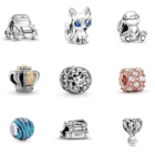 _ 100% _ серебряные подвески для электрического автомобиля, подходят для браслета Pandora, оригинальные Подвески из бисера, серебро 925 пробы, изготовление ювелирных изделий