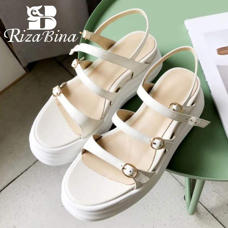

RizaBina из натуральной кожи для женщин; Босоножки с пряжкой на платформе; Для активного отдыха; Женская обувь для лета на открытом воздухе на ка...