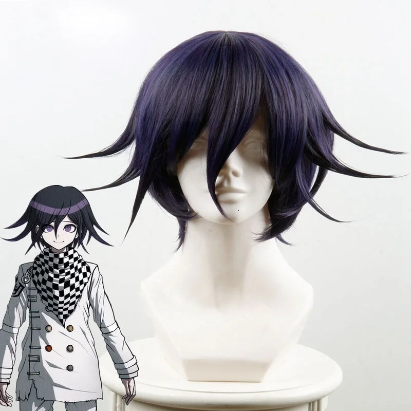 

High quality danganronpa v3: killing harmony or kokichi cosplay wig resistant to the heat wigs of synthetic hair garb + wig cap