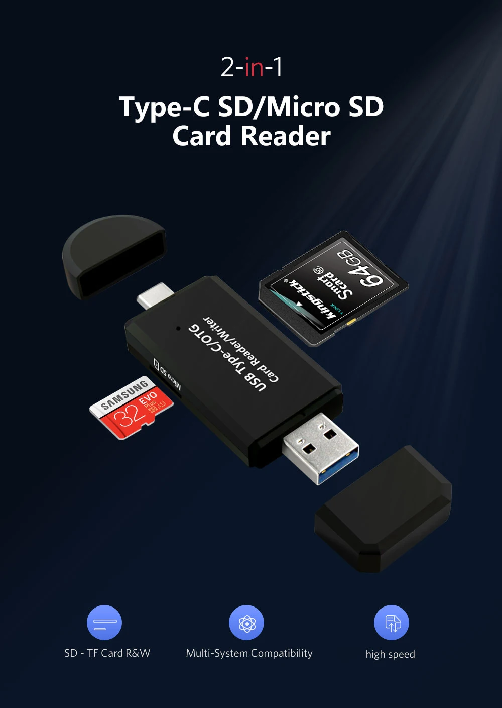 Type C и micro USB и USB 3 в 1 OTG Кардридер высокоскоростной USB3.0 Универсальный OTG TF/SD для Android Компьютерный удлинитель-переходник