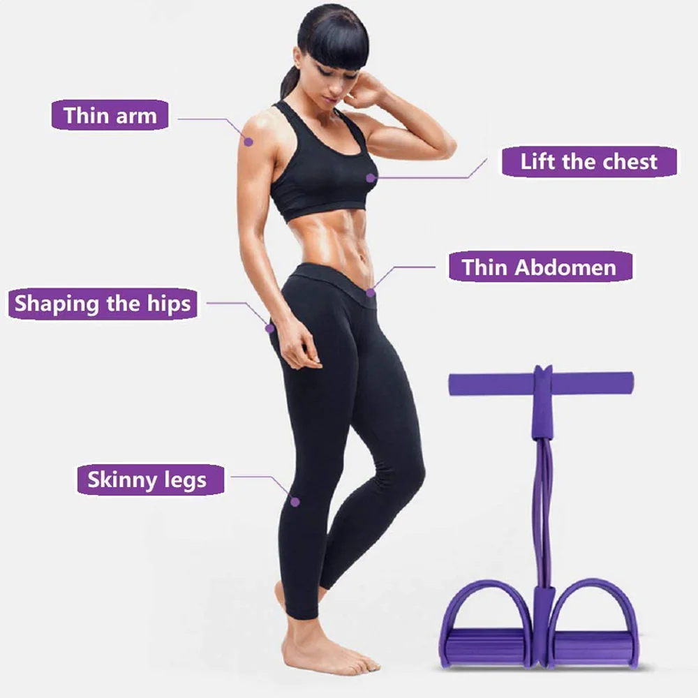 Эластичная резиновая лента с 4 трубками для спортзала и дома