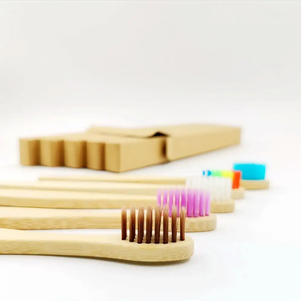 Биоразлагаемая зубная щетка из бамбука мягкая щетина экологичный натуральный