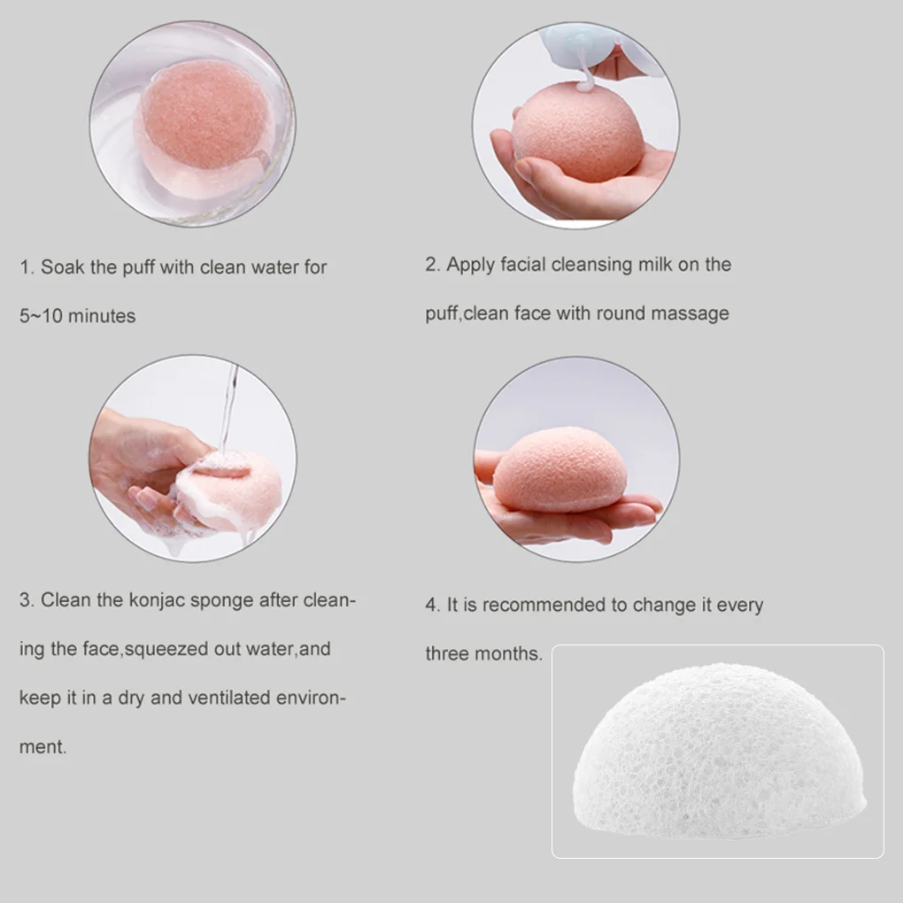 Puff Natural Cleanse Exfoliator Puff Face Cleaning Sponge Round Shape Konjac Face Washing Sponge Facial Tool images - 6