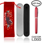 Металлическая ручка с логотипом на заказ, рождественский подарок, деловая гелевая ручка, Подарочная коробка, сумка для новогоднего офиса, студентов, канцелярские принадлежности
