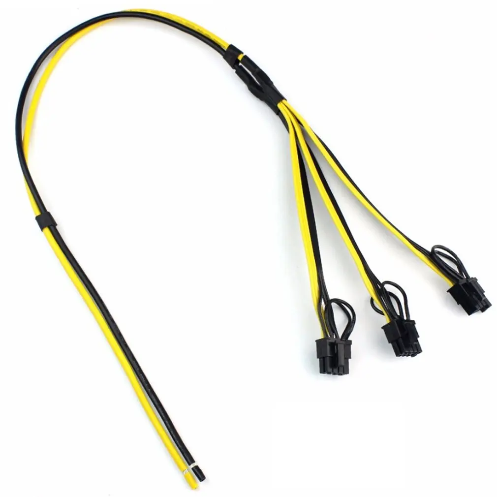 

1Pcs Power Supply Cable 1 to 3 6p+2p Miner Adapter Cable 8pin GPU Video Card Wire 12AWG+18AWG Cables for BTC Mining