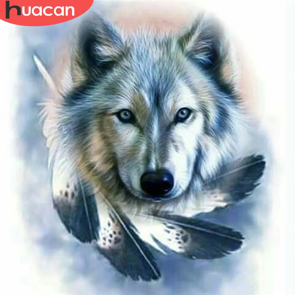 

HUACAN 5D Diamond Painting Wolf Full Drill Square Round New Arrival Diamond Embroidery Animal Mosaic Handicraft Home Decoration