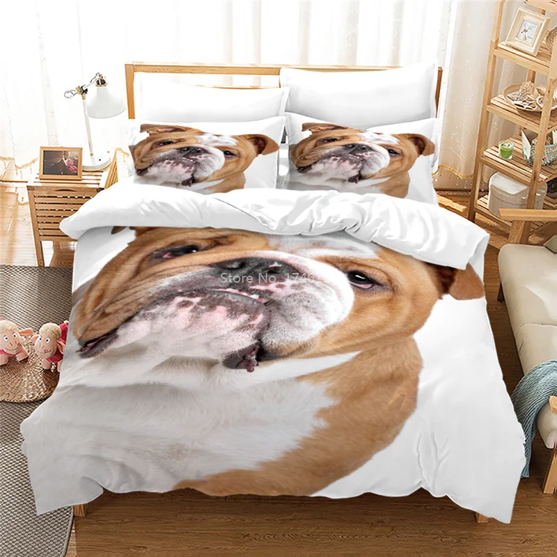 

3D Printed Cute Lovely Pet Dog Animal Bedding Set 2/3pcs Duvet Cover with Pillowcase Set for Kid Adult Twin Full Queen King Size