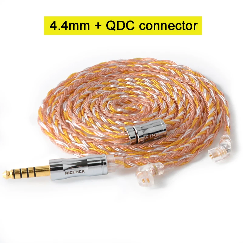 4.4mm With QDC Pin NICEHCK C16-2 16 Core Медь серебро смешанные кабель 3,5/2,5/4,4 мм разъем MMCX/2Pin/QDC/NX7 булавки для ZSX C12 TFZ V90 NICEHCK NX7 Pro/F3 - Цвет: 4.4mm With QDC Pin