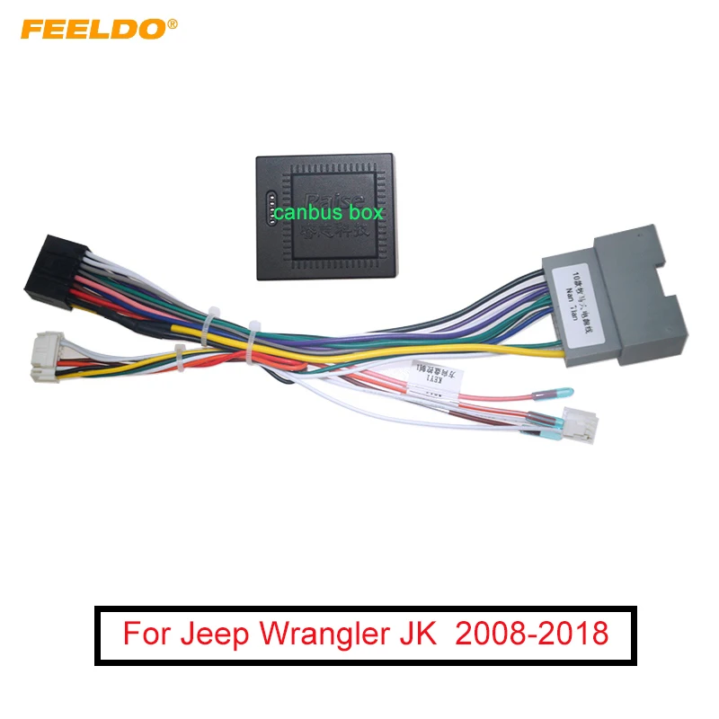 FEELDO Car 16pin Android Wiring Harness With Canbus For Jeep Wrangler JK (2008–2018) Aftermarket Stereo Installation