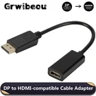 Переходник с DP на HDMI-совместимый кабель штырь-гнездо для ноутбука HPDELL, ПК, порт дисплея на 1080P HDMI-кабель com, конвертер адаптера